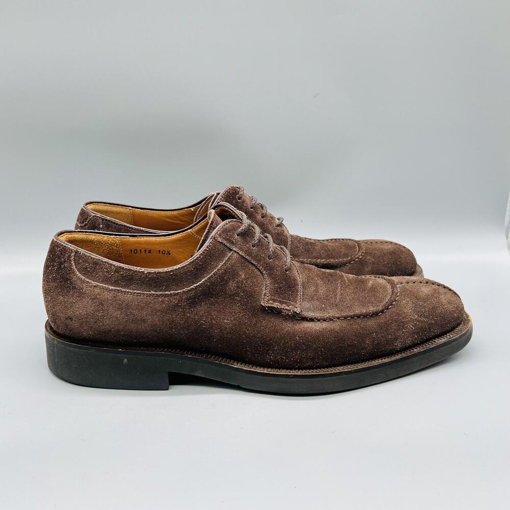 Magnanni Shoes Mens 10.5 Brown Suede Derby Oxford Dress Almond Toe Classic